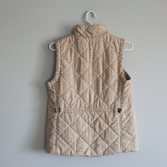 Croft & Barrow Women's Sz S Tan Animal Print Full Zip Lined Quilted Puffer Vest‎ - Picture 2 of 15